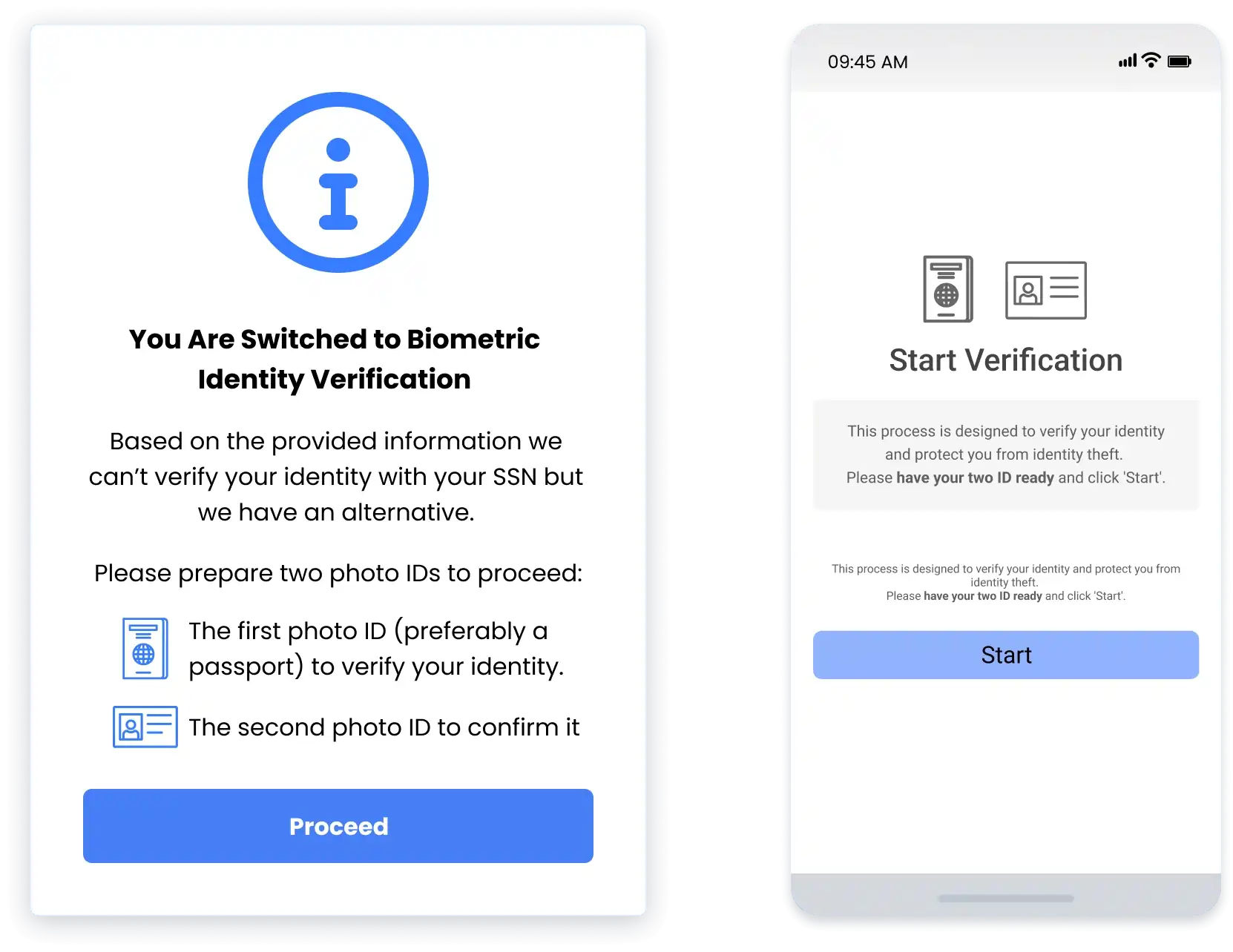 Smartphone biometric check matching selfie to passport photo.