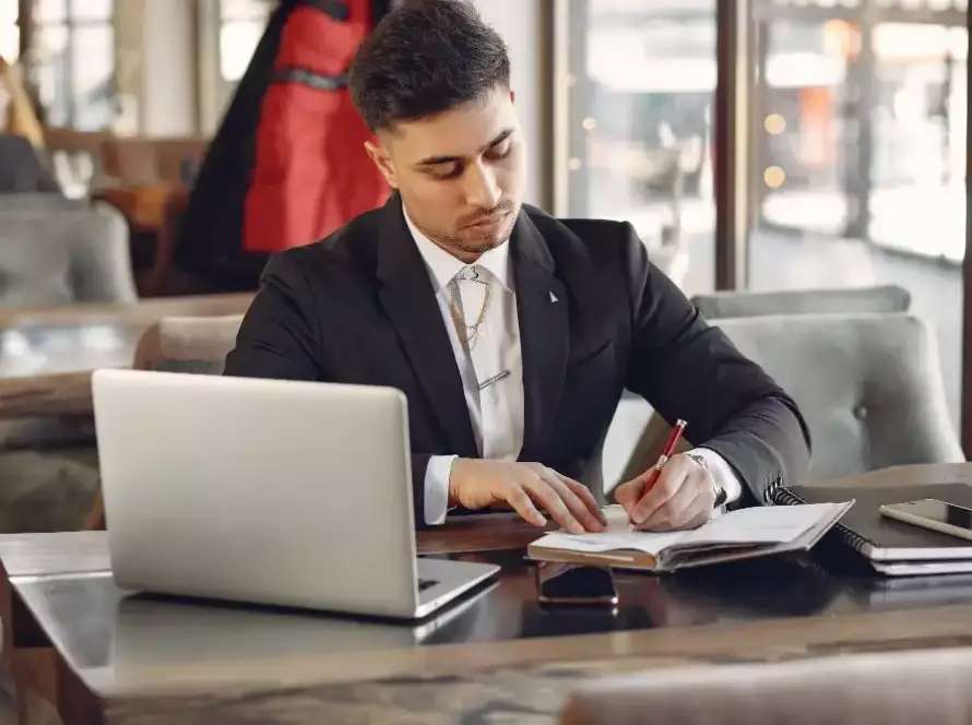 UK notary service showing a professional authenticating documents